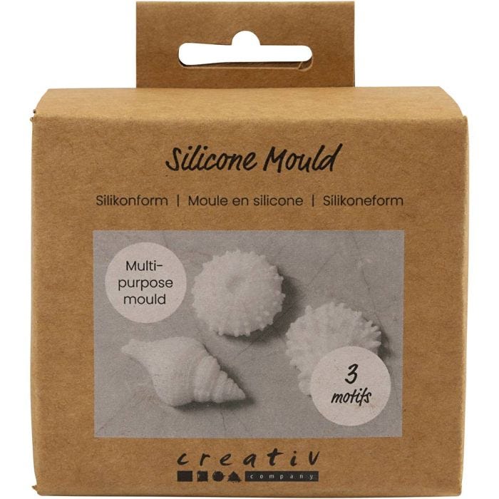 Siliconen vormen, Zeester, conchschelp, schelp, H: 1,5-2 cm, d 3,5-6 cm, 3stuk/ 1 doos