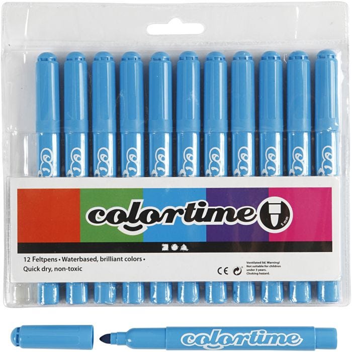 Colortime stiften, lijndikte 5 mm, lichtblauw, 12 stuk/ 1 doos