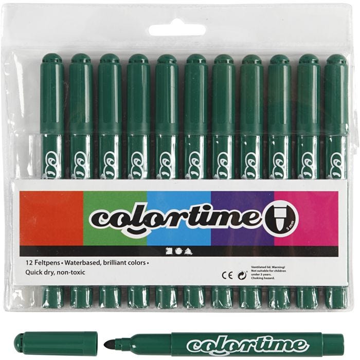 Colortime stiften, lijndikte 5 mm, donkergroen, 12 stuk/ 1 doos