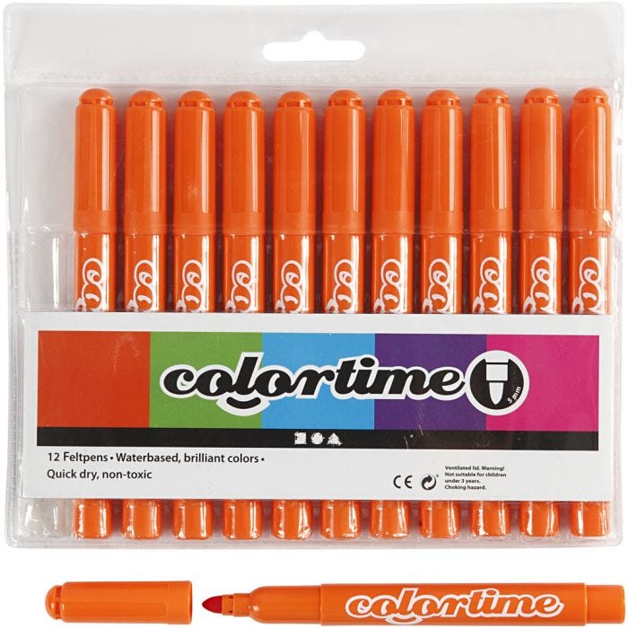 Colortime stiften, lijndikte 5 mm, oranje, 12 stuk/ 1 doos