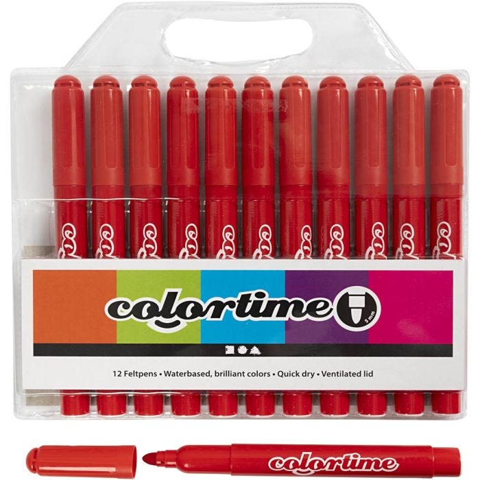 Colortime stiften, lijndikte 5 mm, rood, 12 stuk/ 1 doos