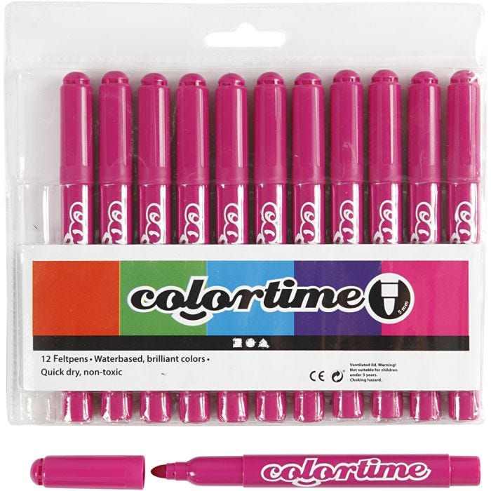 Colortime stiften, lijndikte 5 mm, roze, 12 stuk/ 1 doos