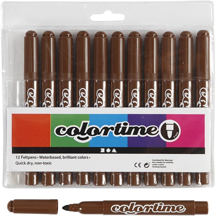 Colortime stiften, lijndikte 5 mm, bruin, 12 stuk/ 1 doos
