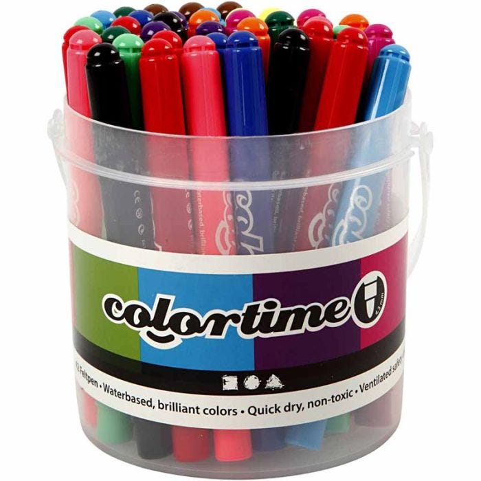 Colortime stiften, lijndikte 5 mm, diverse kleuren, 42 stuk/ 1 doos