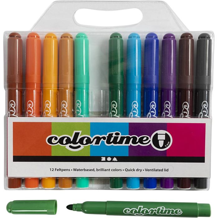 Colortime stiften, lijndikte 5 mm, extra kleuren, 12 stuk/ 1 doos