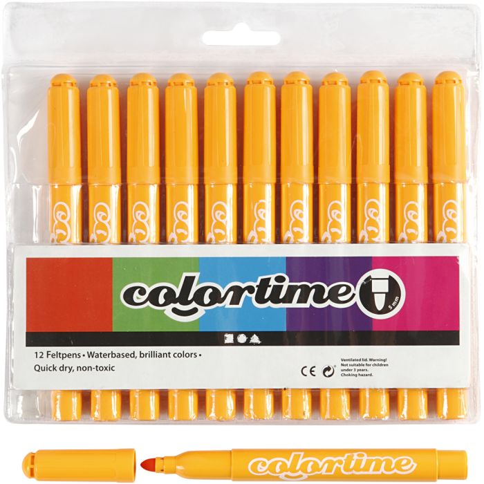 Colortime stiften, lijndikte 5 mm, warm geel, 12 stuk/ 1 doos