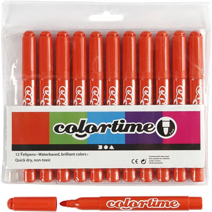 Colortime stiften, lijndikte 5 mm, donkeroranje, 12 stuk/ 1 doos