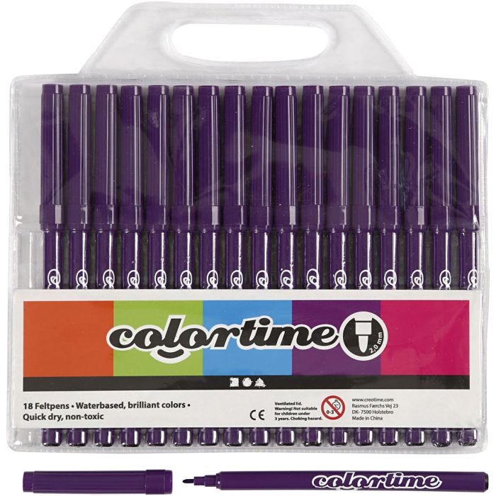 Colortime stiften, lijndikte 2 mm, paars, 18stuk/ 1 doos