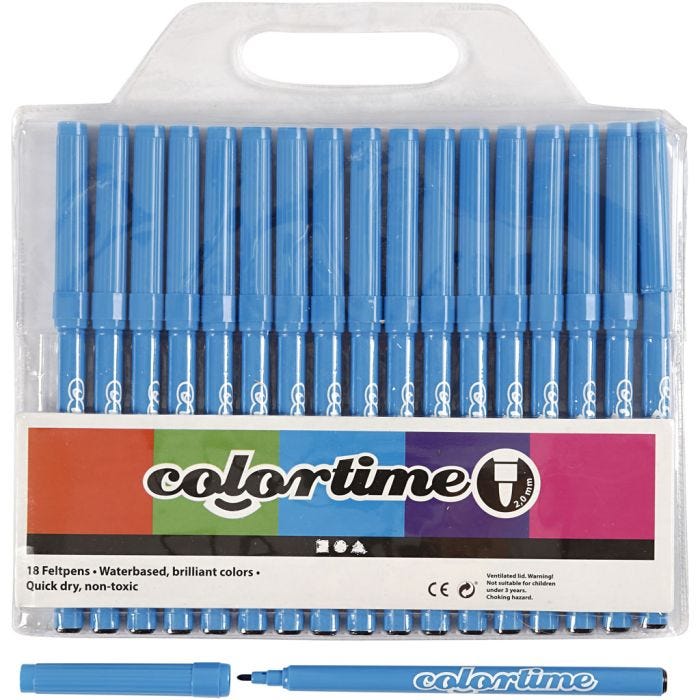 Colortime stiften, lijndikte 2 mm, lichtblauw, 18 stuk/ 1 doos