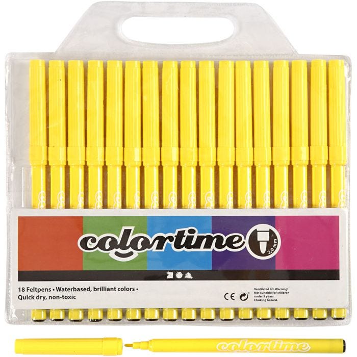 Colortime stiften, lijndikte 2 mm, citroengeel, 18 stuk/ 1 doos