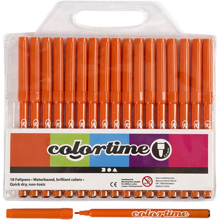 Colortime stiften, lijndikte 2 mm, oranje, 18stuk/ 1 doos