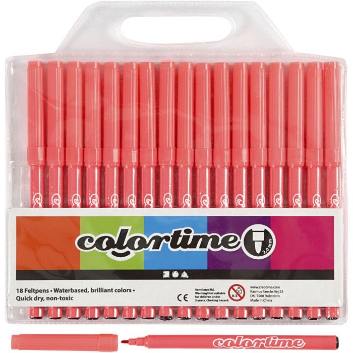 Colortime stiften, lijndikte 2 mm, roze, 18 stuk/ 1 doos