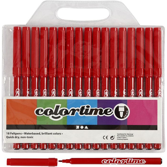 Colortime stiften, lijndikte 2 mm, rood, 18 stuk/ 1 doos