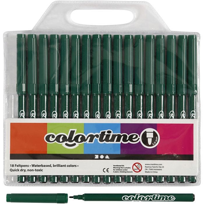 Colortime stiften, lijndikte 2 mm, donkergroen, 18stuk/ 1 doos