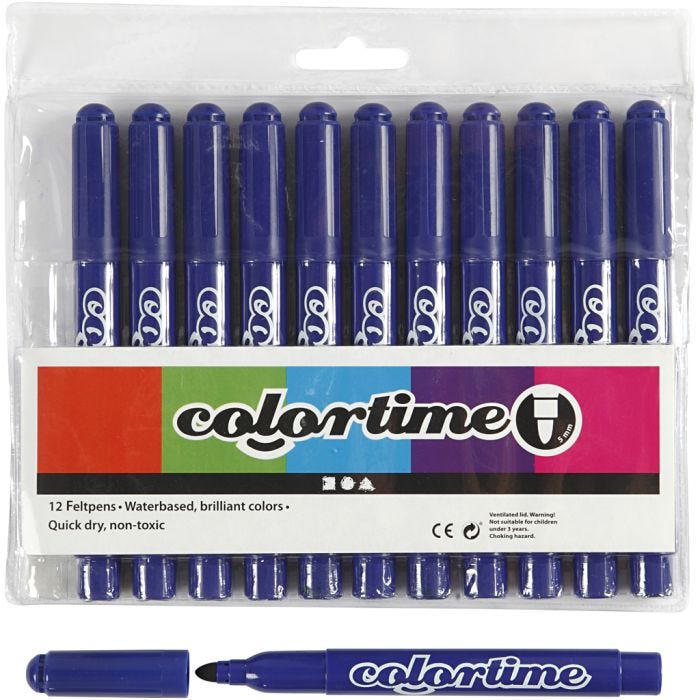 Colortime stiften, lijndikte 5 mm, donkerblauw, 12stuk/ 1 doos
