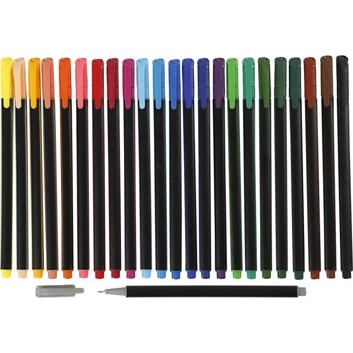 Colortime fineliners, lijndikte 0,6-0,7 mm, diverse kleuren, 24stuk/ 1 doos