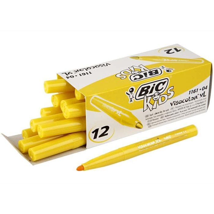 BIC Visa Color Kleurstiften, lijndikte 3 mm, geel, 12 stuk/ 1 doos