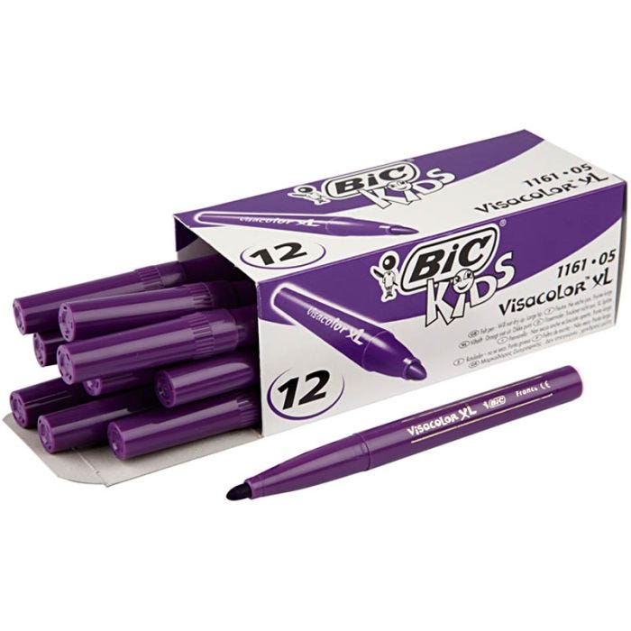 BIC Visa Color Kleurstiften, lijndikte 3 mm, donkerpaars, 12 stuk/ 1 doos