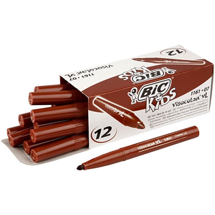 BIC Visa Color Kleurstiften, lijndikte 3 mm, midden bruin, 12 stuk/ 1 doos