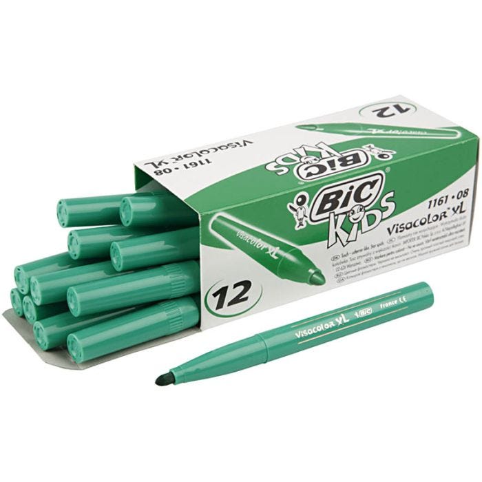BIC Visa Color Kleurstiften, lijndikte 3 mm, mid groen, 12 stuk/ 1 doos