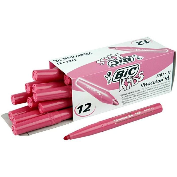 BIC Visa Color Kleurstiften, lijndikte 3 mm, roze, 12 stuk/ 1 doos