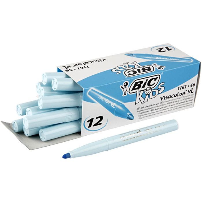 BIC Visa Color Kleurstiften, lijndikte 3 mm, lichtblauw, 12 stuk/ 1 doos