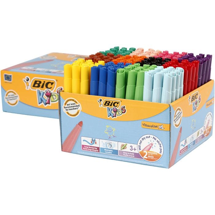 BIC Visa Color Kleurstiften, 3 mm, diverse kleuren, 12x12stuk/ 1 doos
