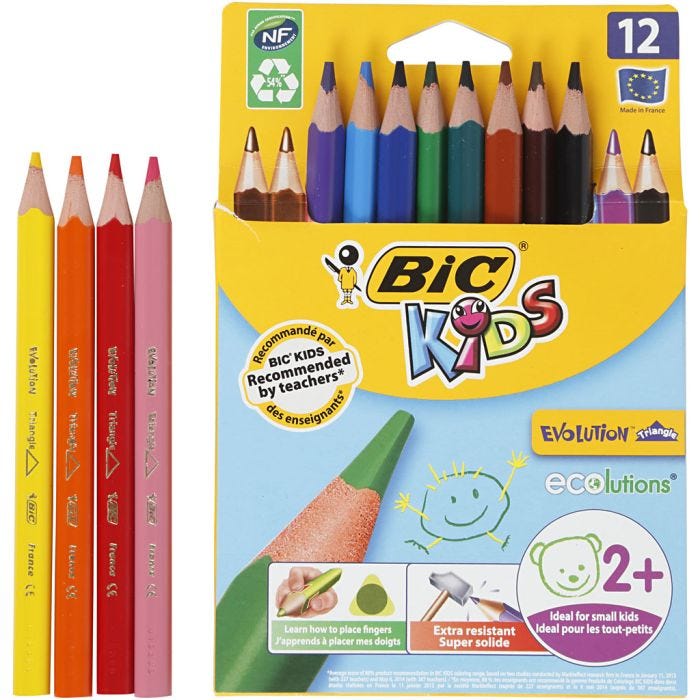 BIC Evolution Kleurpotloden, L: 14 cm, vulling 5 mm, diverse kleuren, 12 stuk/ 1 doos