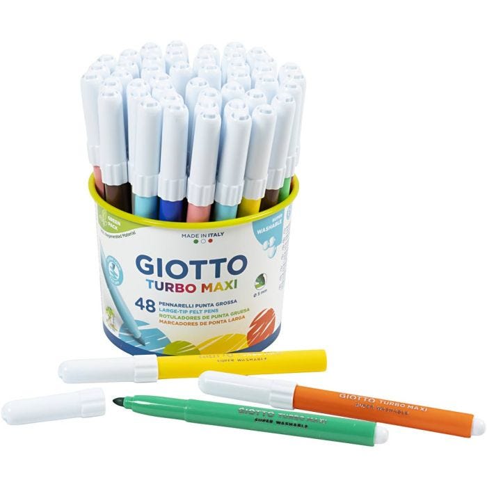 GIOTTO-markers, lijndikte 5 mm, diverse kleuren, 48 stuk/ 1 emmer
