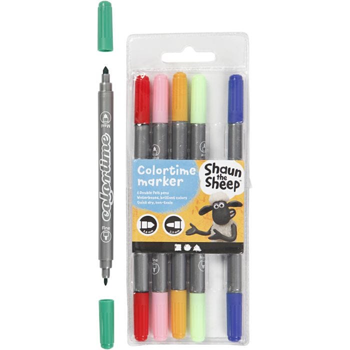 Dubbelstiften, lijndikte 2,3+3,6 mm, diverse kleuren, 6 stuk/ 1 doos