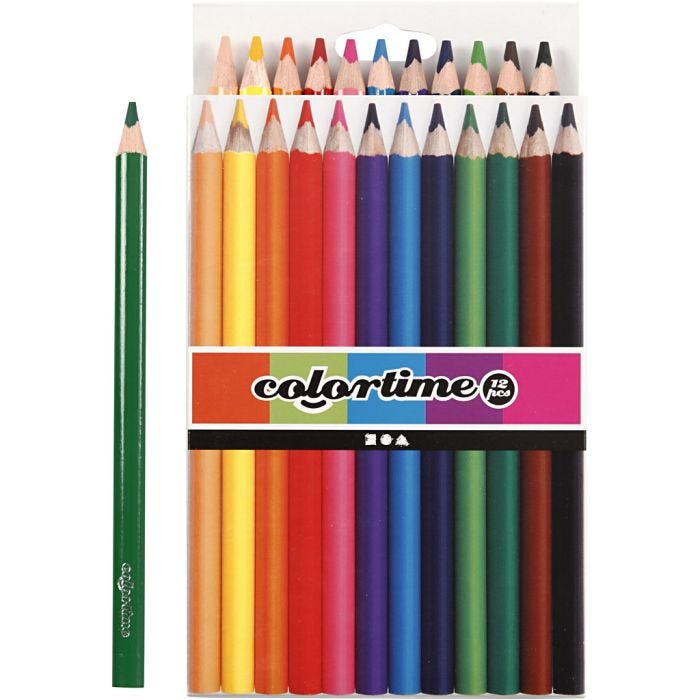 Kleurpotloden, L: 17,45 cm, vulling 5 mm, JUMBO, diverse kleuren, 12stuk/ 1 doos