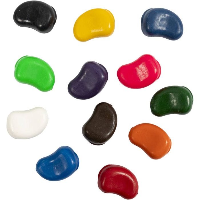 Krijtjes, Bonen, L: 25 mm, dikte 15 mm, diverse kleuren, 12 stuk/ 1 doos
