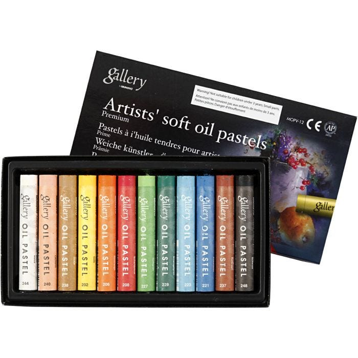 Gallery Oliepastel Premium, L: 7 cm, dikte 10 mm, diverse kleuren, 12 stuk/ 1 doos