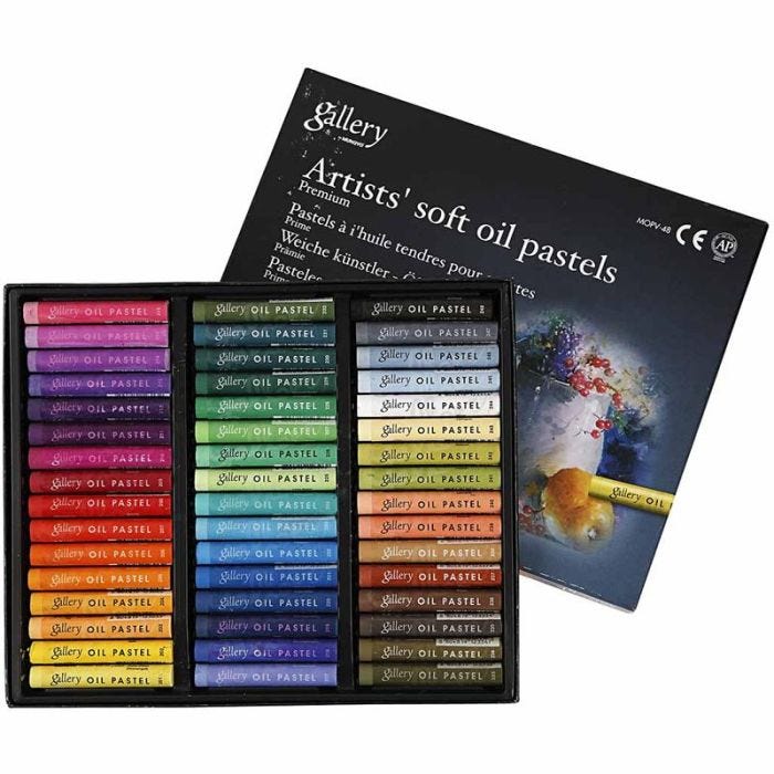 Gallery Oliepastel Premium, L: 7 cm, dikte 10 mm, diverse kleuren, 48stuk/ 1 doos