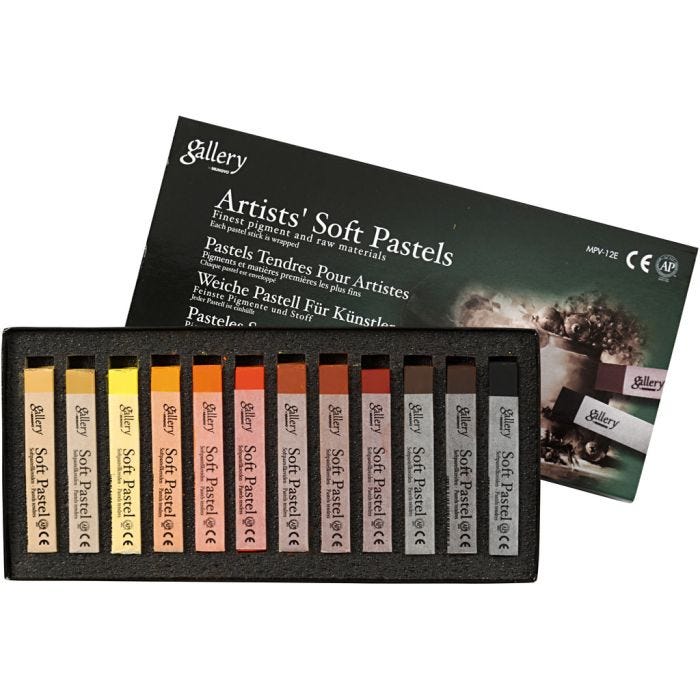 Gallery Soft Pastel Set, L: 6,5 cm, dikte 10 mm, bruin harmonie, 12 stuk/ 1 doos