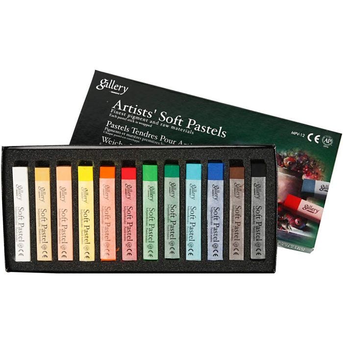 Gallery Soft Pastel Set, L: 6,5 cm, dikte 10 mm, diverse kleuren, 12 stuk/ 1 doos