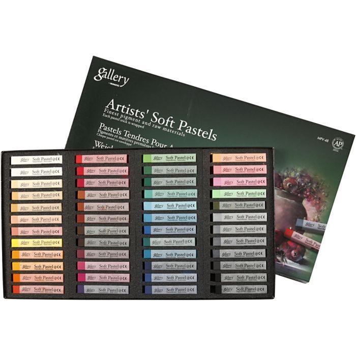 Gallery Soft Pastel Set, L: 6,5 cm, dikte 10 mm, diverse kleuren, 48 stuk/ 1 doos