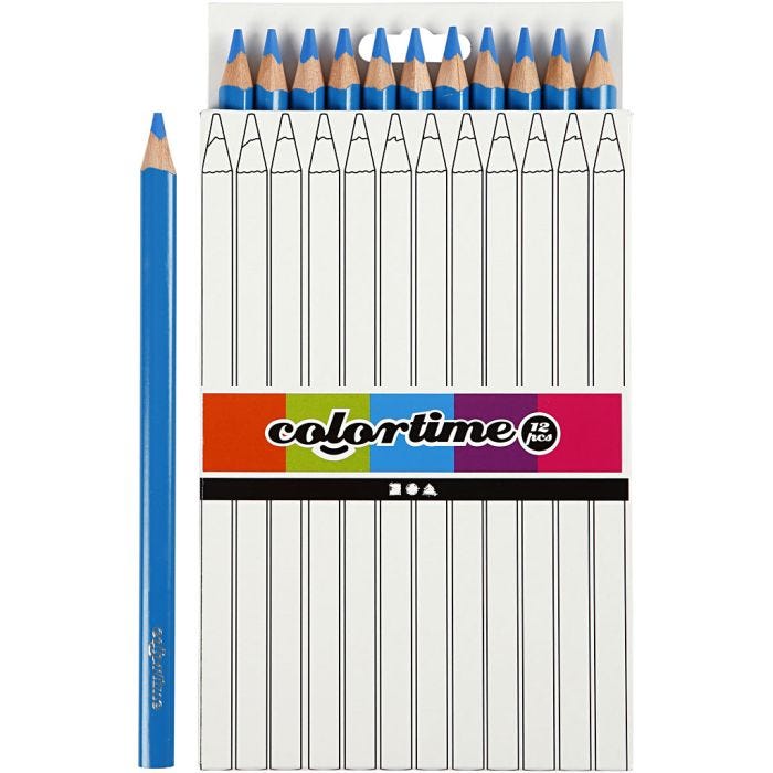 Kleurpotloden, L: 17,45 cm, vulling 5 mm, JUMBO, blauw, 12 stuk/ 1 doos