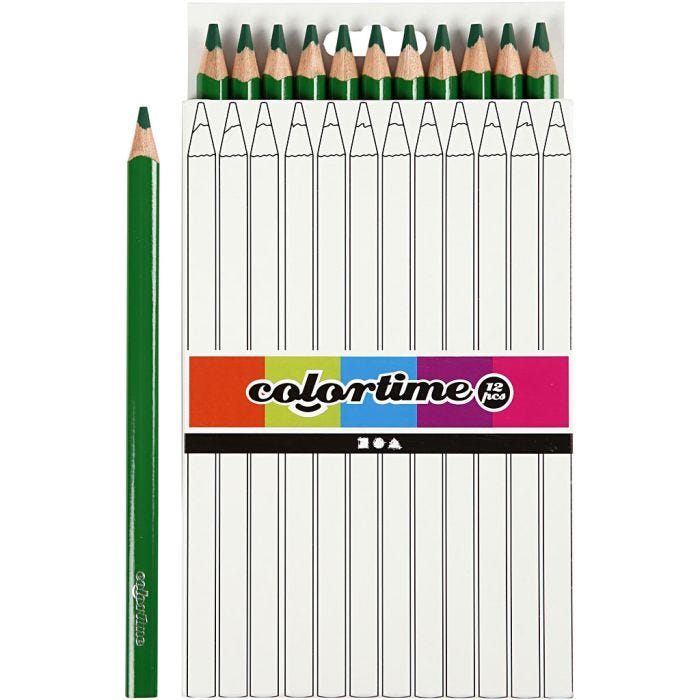 Kleurpotloden, L: 17,45 cm, vulling 5 mm, JUMBO, groen, 12 stuk/ 1 doos