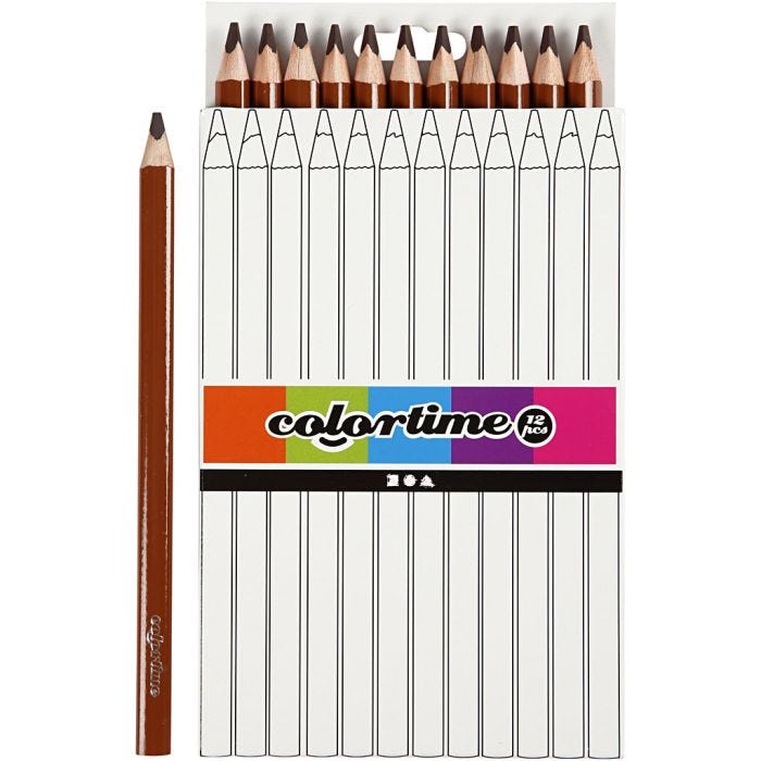 Kleurpotloden, L: 17,45 cm, vulling 5 mm, JUMBO, bruin, 12 stuk/ 1 doos