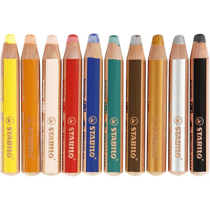 Woody 3-in-1, L: 11 cm, dikte 16 mm, vulling 10 mm, diverse kleuren, 10 stuk/ 1 doos