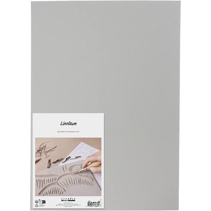 Linoleum, afm 30x40 cm, dikte 3 mm, grijs, 1stuk/ 1 doos