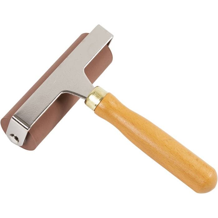Rubberen roller/linoleumroller, B: 9,80 cm, d 3 cm, 1 stuk