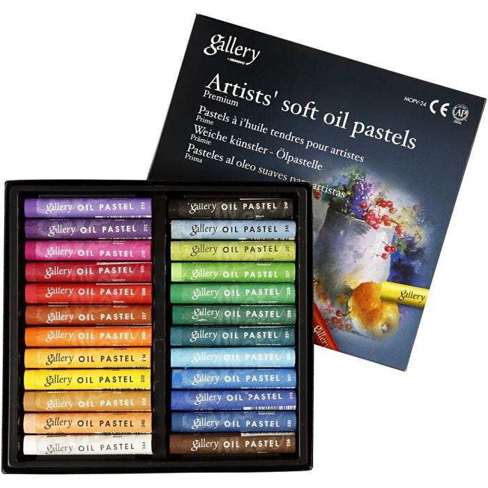 Gallery Oliepastel Premium, L: 7 cm, dikte 10 mm, diverse kleuren, 24stuk/ 1 doos