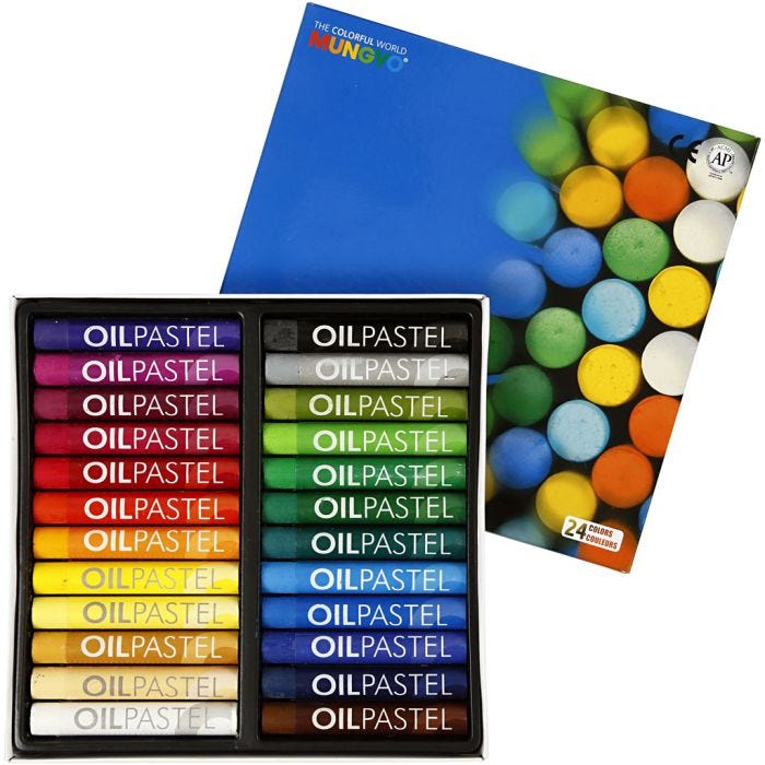 Mungyo Oliepastel, L: 7 cm, dikte 11 mm, diverse kleuren, 24 stuk/ 1 doos