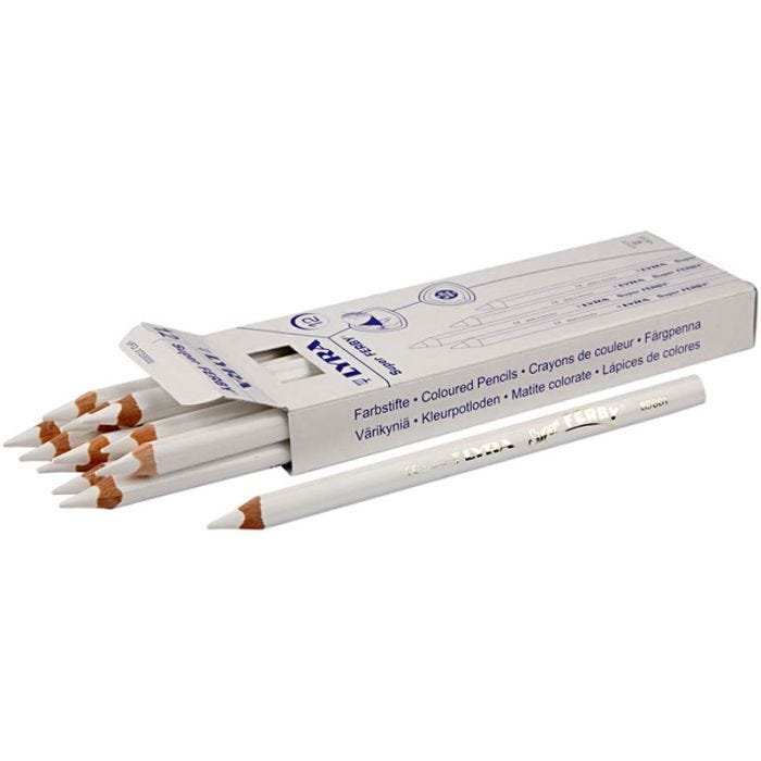Super Ferby 1 Kleurpotloden, L: 18 cm, vulling 6,25 mm, wit, 12 stuk/ 1 doos