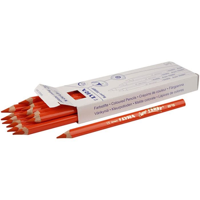 Super Ferby 1 Kleurpotloden, L: 18 cm, vulling 6,25 mm, oranje, 12 stuk/ 1 doos