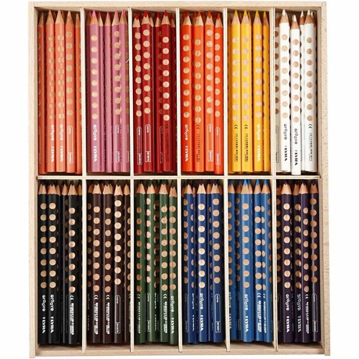 Groove Kleurpotloden, L: 18 cm, vulling 4.25 mm, diverse kleuren, 12x12 stuk/ 1 doos