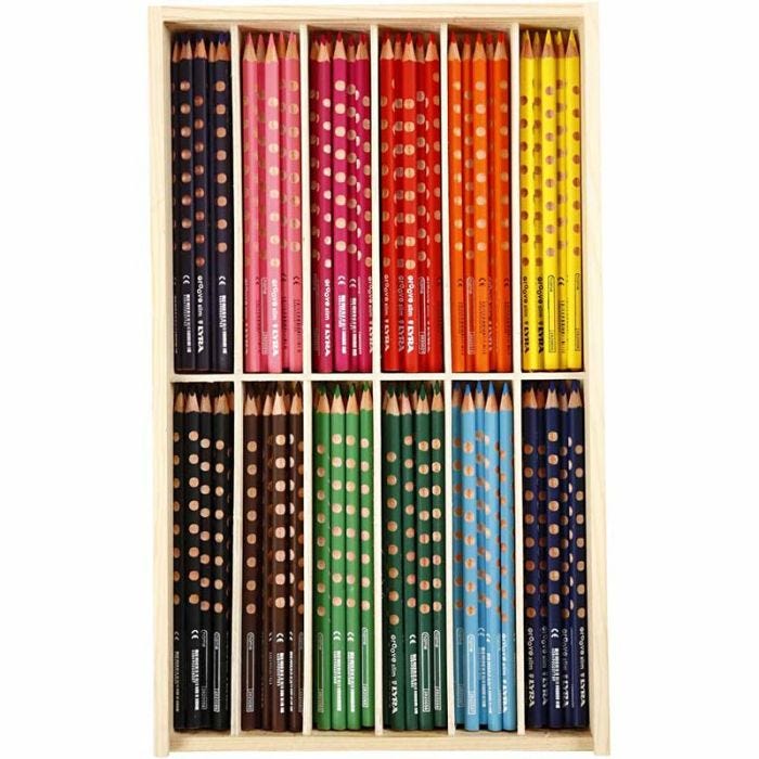 Groove Dunne Kleurpotloden, L: 18 cm, vulling 3,3 mm, diverse kleuren, 12x12stuk/ 1 doos