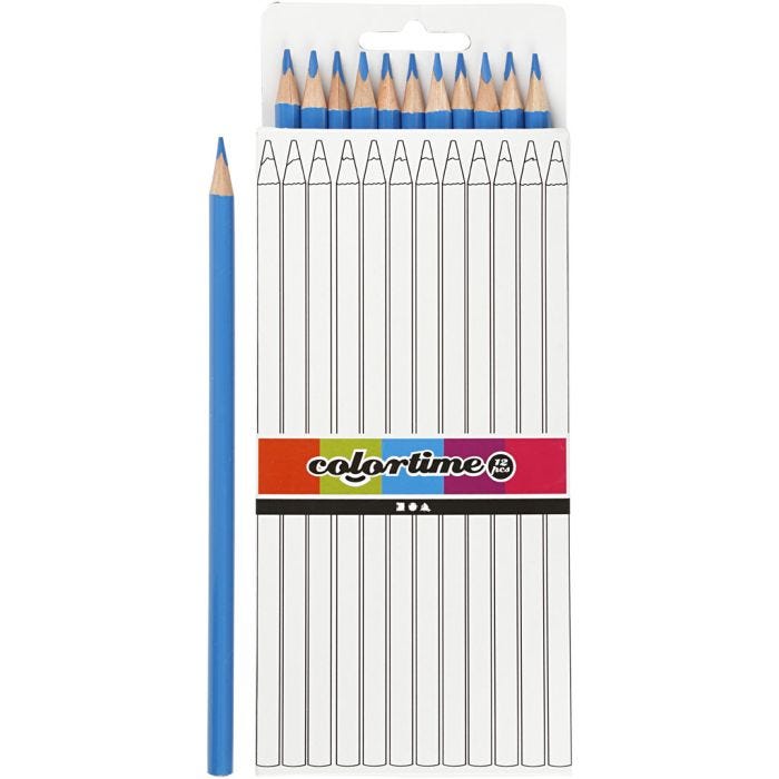 Colortime Kleurpotloden, L: 17 cm, vulling 3 mm, lichtblauw, 12 stuk/ 1 doos